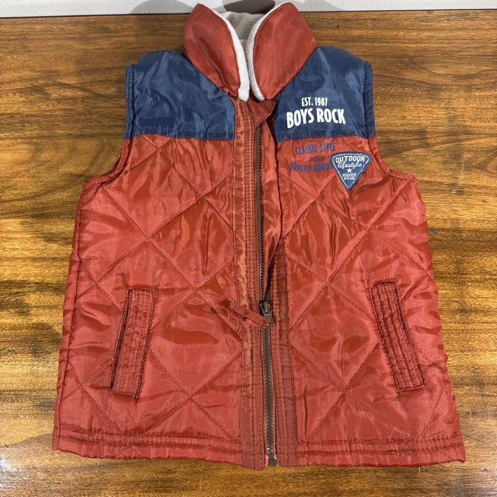 Est. 1987 Boys Rock Classic Style & Quality Boys Size 24 Mo. Orange Puffer Vest